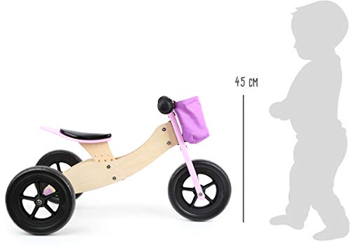 small foot Laufrad-Trike Maxi 2 in 1 Rosa aus Holz, Drei- und Laufrad, verstellbarer Sitz und gummierte Reifen, 11611… – Bild 5