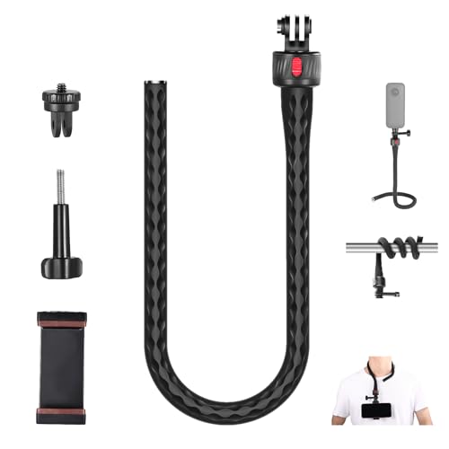 NEEWER Soporte Móvil Flexible con Magnético Liberación Rápida Mount para Action Cam Compatible con GoPro Insta360 DJI Action 4 iPhone, Palo Selfie Stick Plegable para Carrito de Compra/Gimnasio, GP-17