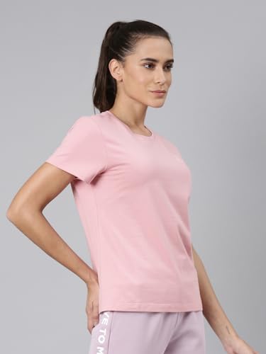 Image of XTEP Comprehensive Training Series, Crew Neck Style, Slim Fit, Short Sleeve, Twill Weave, Sports Tshirt 100% Cotton T-Shirt for Women (Pearl White, Pink, Blue)
