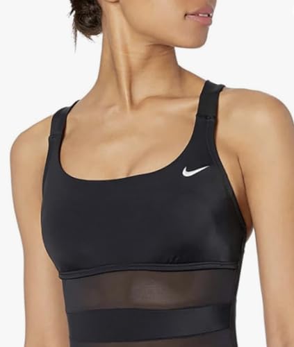 NIKE Swim Women's Standard Mesh Solid Edge V-Back One Piece Swimsuit, Black, Large2