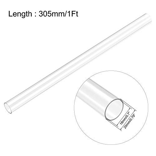 Image of uxcell Clear Rigid Tubing 18mm(11 /16'') ID x 20mm(3 /4'') OD x 1Ft Length Round Plastic Polycarbonate Tube