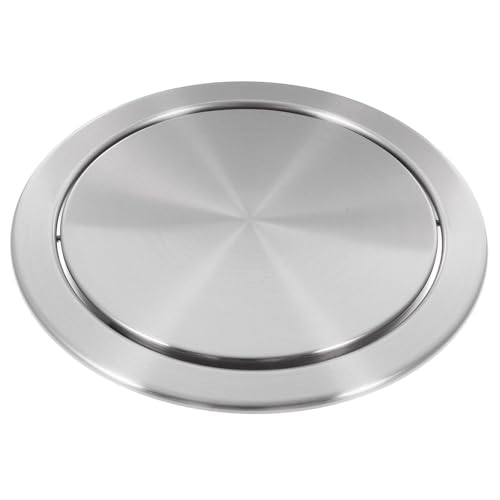 JTWWDM Round Trash Bin Flap Cover 304 Stainless Steel Garbage Lid, Flush Built-in Balance Swing Countertop Kitchen Trash Cans Hidden Embedded Bin for Office Desk Desktop,430 S