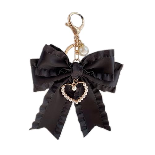 xuzhiyuan Bow Purse Keychain Charm Bow Keyring Bag Charms for Women Handbag Purse Charms Accessories-Black