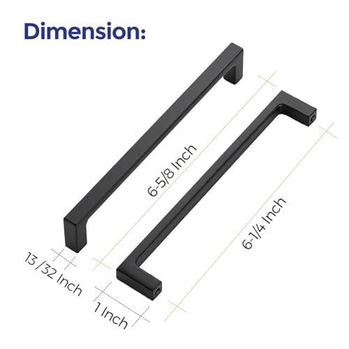 Image of Ravinte Matte Black Kitchen Cabinet Handles 6-1 /4 Inch Pulls 40 Pack | Solid Zinc Alloy , Smooth Design, Screws Included, Square Pulls for Kitchen Drawers & Cupboards