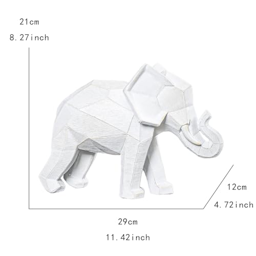 Estatua Elefante Blanco Estilo Geométrico de Resina miniatura 6