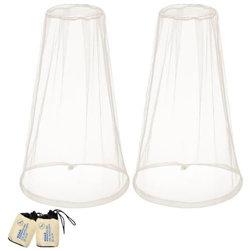 Namalu 2 Stück Mückennetz Kopfnetz Moskito Kopfnetz mit Tragetasche Fliegennetz für Gesicht für Outdoor Wandern Camping Imkerei Fliegen Midges Insekten(Beige)