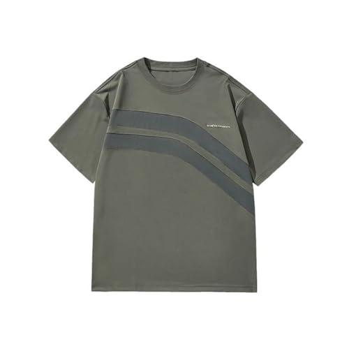 T-shirt running fitness homme court sleeve, haut été sport en soie de glace patchwork