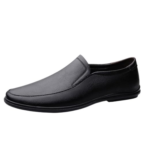 Men's Loafers Round Toe Solid Color Loafer Shoes Anti-Slip Comfortable Flat Heel Party Slip-on