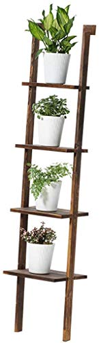 Image of 4 Tier Wooden Ladder-Shaped Flower Stand Plant Pot Display Rack Ladder Rack