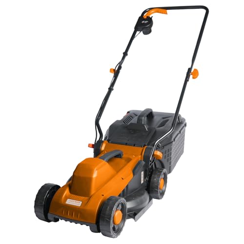 Electric Lawnmower 1200W Powerful Motor - 320mm Cutting Width - 3 Cutting Heights 25mm to 65mm - Ergonomic Folding Handle - 30L Collection Bag - Compact And Folding - Garden Tools