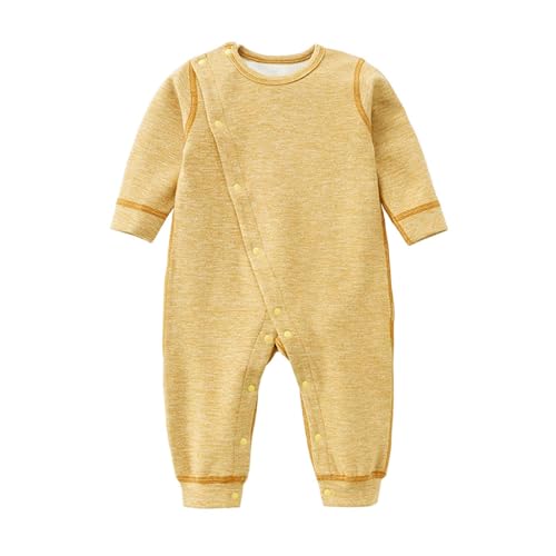 Baby Girl Boys Solid Romper Jumpsuit Newborn Warm Soft Thick Outfit Infant Button Down Overalls Toddler Stuff Undershirt