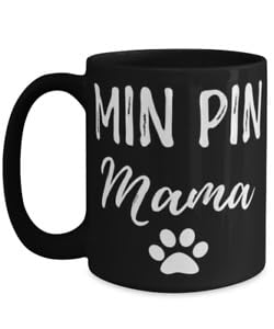 MUGSVILLA Min Pin Mama Tea Cup Funny Miniature Pinscher Dog Mom Gift Printed Coffee and Tea Ceramic Mug- 320 ML Ceramic Coffee Mug 8047