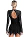 Hularka Women's Figure Ice Skating Layered Keyhole Gymnastic Leotard Roller Skating Dance Costume Black Medium
