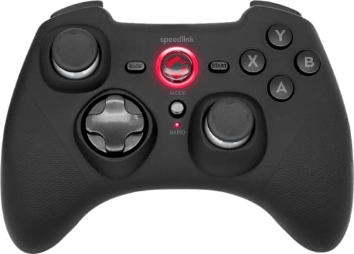 Speedlink RAIT Gamepad Wireless – kabelloser Controller mit Vibrationsfunktion, Dauerfeuer Funktion, für PC/PS3/Switch, gummierte Oberfläche, schwarz – Bild 3