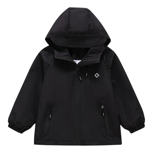 Kids Girls Windbreaker Jacket Solid Color Hooded Coat Teen Fall Winter Long Sleeve Hooded Jacket for Boys