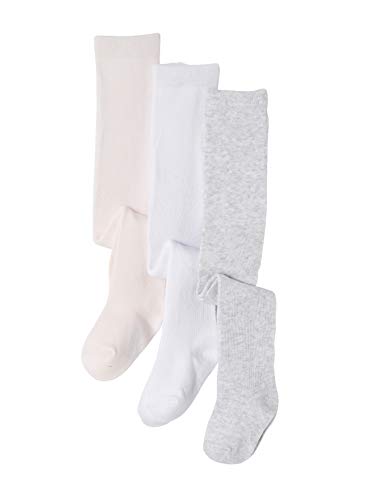 Vertbaudet Lot de 3 collants pour bébé., Blanc/rose pâle/gris chiné, 19-22