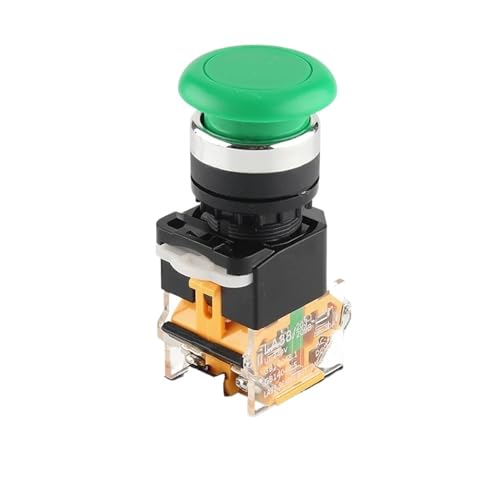Bouton-poussoir vert LA38-11M avec tête de champignon autobloquant pour panneau