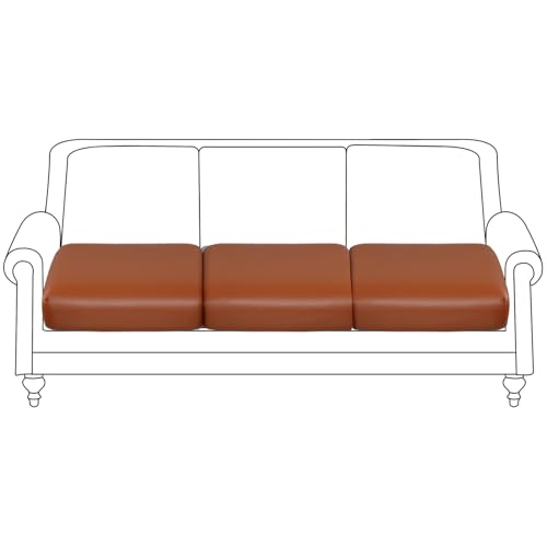 Image of YISUN PU Leather Couch Cushion Cover, Waterproof Stretch Sofa Cushion Slipcovers, Faux Leather RV Chair Seat Covers, Loveseat Cushion Cover Replacement Chair /Furniture Protector, 3 Pcs(Light Brown)