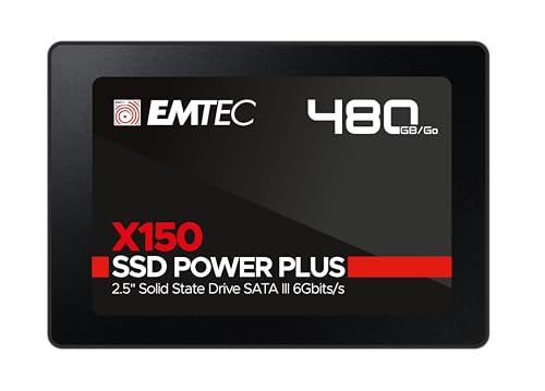 EMTEC - Disque Dur SSD Interne 2,5" - SATA - Collection X150 Power Plus - 3D NAND - 480Go - 10x Plus Rapide qu’un Disque Dur Classique - Ultra-Performant