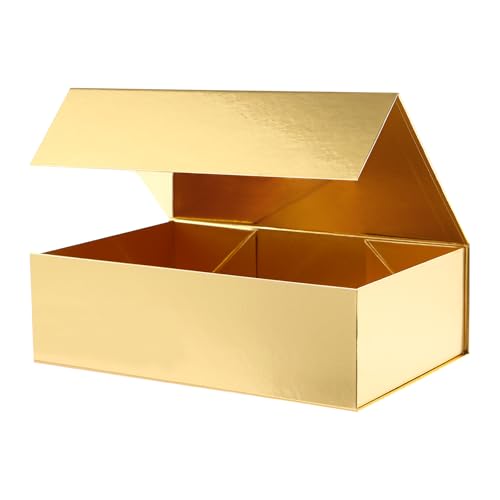 MALICPLUS Large Gold Gift Box with Magnetic Lid for Present