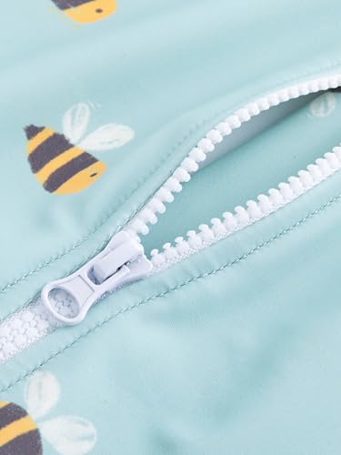 LIZENS Girls' One-Piece Swimwear Rash Guard Swimsuit Zipper Bathing Suits Long Sleeve Ruffle Girl Full Cover Flower Print4