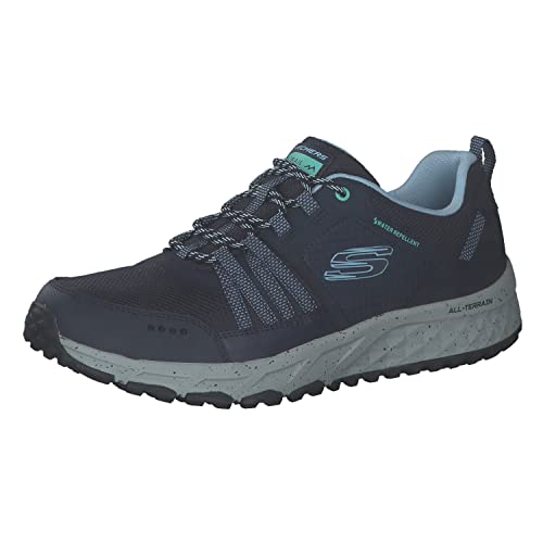 Skechers Women's 180061 NVBL Trekking Low Cut, Navy Leather/Mesh/Blue Trim, 4 UK