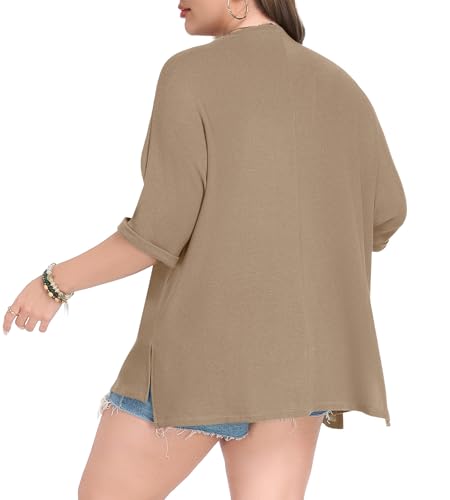Image of Lastshe Womens Plus Size Cardigan Short Sleeve Lightweight Loose Cover Ups Open Front Sweaters Summer Cardigan