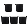 YARNOW 5 Pcs 4 Gallon Non-Woven Fabric Plant Grow Bags with Handles, Breathable Nursery Bags for Plants, Vegetables, Flowers, and Herbs