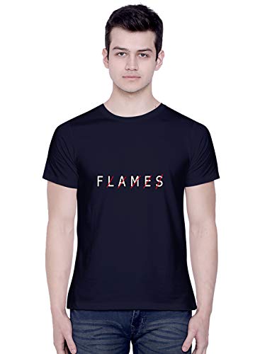 Image of CreativiT Graphic Printed T-Shirt for Unisex Flames Tshirt | Casual Half Sleeve Round Neck T-Shirt | 100% Cotton | D00393-15
