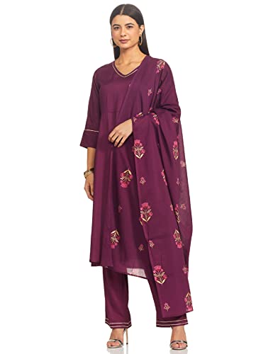 Image of Amazon Brand - Myx Women Printed Kurta and Pant Set with Dupatta in Rayon (Available in Plus Sizes)