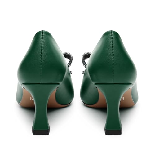 Image of Heels for Women Closed Patent Pointed Toe Bow Pumps Slip on Kitten Low Heels Wedding Party Dress Office Shoes 2.5Inch