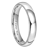 TUTISS Anillos de tungsteno de 4 mm, 6 mm, 8 mm, 10 mm, para hombres y mujeres, alianzas de compromiso de boda abovedadas, pulidas, grabadas, ajuste cómodo, Metal no precioso., Sin piedras preciosas