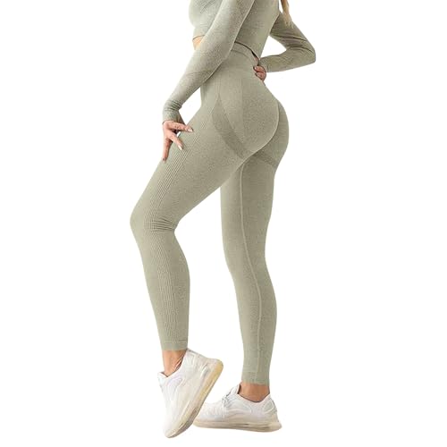 MOKBAY Leggins Anticeluliticos Mujer, Mallas Deporte Anticeluliticos Pantalones Yoga Leggins Plumi Verde Militar Piratas Deportivas Ropa Deportiva Mujer Leggings 3D Plumi Verde Militar M