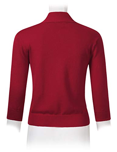 image for GloryStar Women's 3/4 Sleeve Open Front Cropped Cardigan Sweater Light