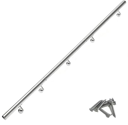 Barandilla Escalera en Acero Inoxidable Magtctyae 300cm Pasamanos Escalera Acero Inoxidable Baranda Montaje Soporte en Pared Barandilla para Escaleras Exterior, Plata