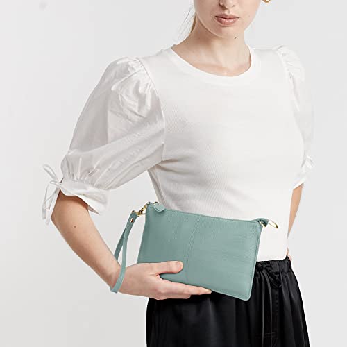 Image of Uromee Genuine Leather Wristlet Wallet Clutch Purses with Detachable Chain