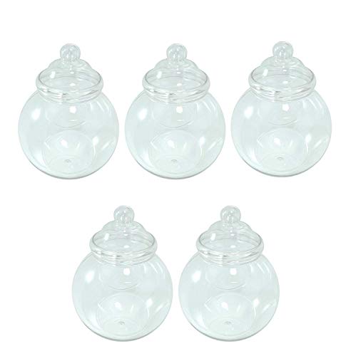 Britten & James Lot de 5 bocaux vides assortis en plastique transparent avec couvercles vissables style Bobble victorien