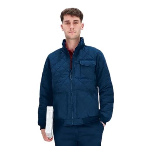 Husky Jacke mit mehreren Taschen, blau, Bündchen und Bund aus dickem Rippstrick, Sandwich-Stil, Rautenstickerei, VALENTO ARES Husky Jacke mit mehreren Taschen, blau, Bündchen und Bund aus dickem Rippstrick, Sandwich-Stil, Rautenstickerei, VALENTO ARES