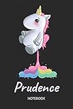 Prudence - Notebook: Blank Ruled Personalized & Customized Name Rainbow Farting Unicorn School...