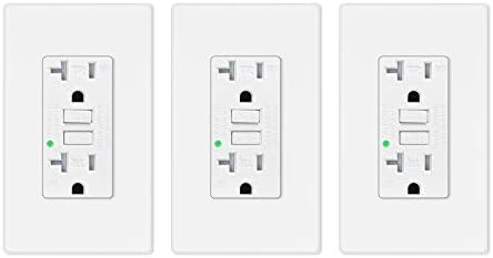 20 Amp GFCI Outlet,GREENCYCLE 3PK GFCI 20 Amp Ground Fault Electric Plugs,Tamper Resistant and Weather Resistant with LED Indicator,Screws Included,Residential and Commercial Grade, ETL(White,3PK)