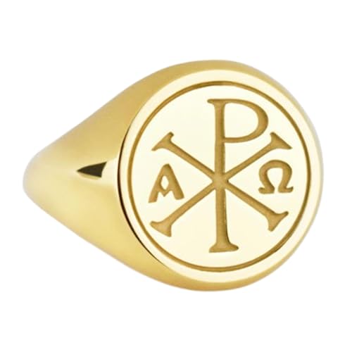 Bague Chi Rho en argent massif qui ne verdit pas la peau