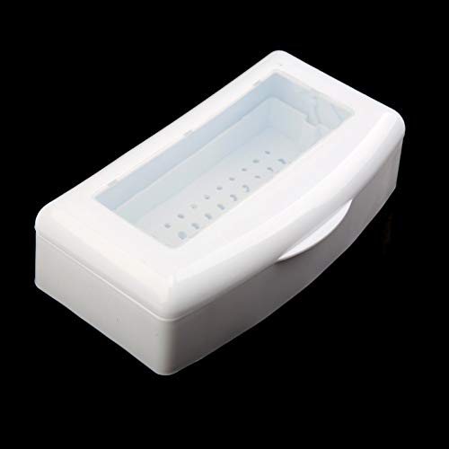 Professional Plastic Nail Art Tool Manicure Tool Storage Box Organizer Nail Salon Equipment Tweezer Cleaner Tray (Clear Lid)