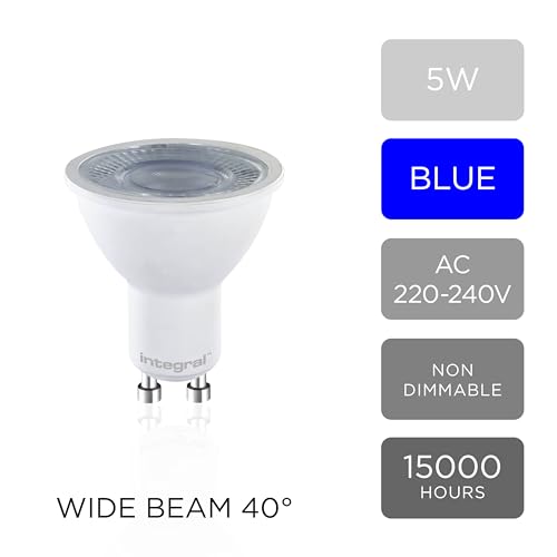 Integral LED 2, Pack GU10 Blue Colour Spotlight Bulb, 5W (50W Equivalent), 40° Beam Angle, Suitable for Displays Restaurants - Image 2