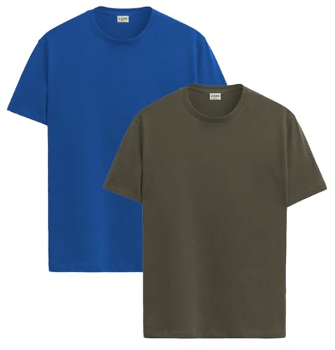Image of ADRO Men's Cotton Regular Fit Combo Plain Solid T-Shirt Pack of 2