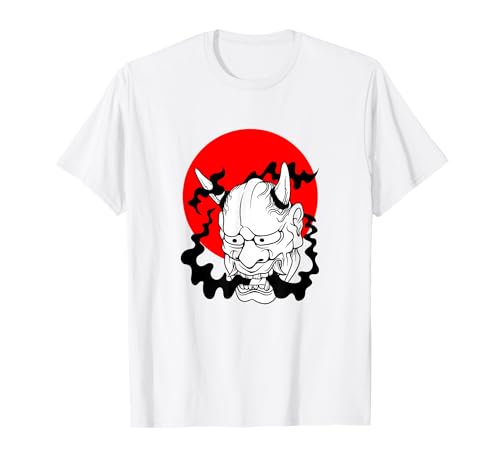 Minimalist japanese t shirt yokai Ogre mask oni harajuku art T-Shirt