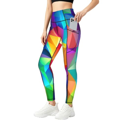 Pantalones de yoga holgados con estampado arcoíris llamativo de longitud completa