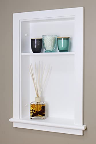 Image of 14x24 Recessed Aiden Wall Niche - Wall Shelf for Storage and Home Decor, 1 Shelf (White W /Plain Back)