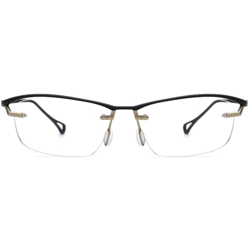 Image of FONEX Pure Titanium Glasses Frame Men Semi Rimless Square Eyeglasses Eyewear DTX416