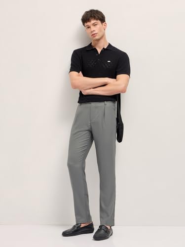 Image of THE BEAR HOUSE Men's Blue Regular Fit Formal Trouser