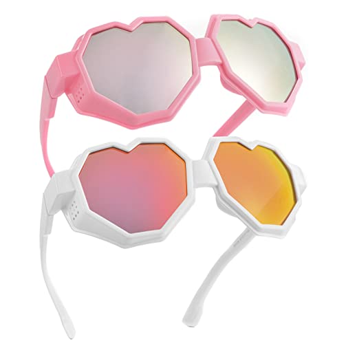 Image of laureles 2Pack Heart Shaped Goggle Y2K Sunglasses Women Fashion One Piece Oversized Love Sun Glasses Men